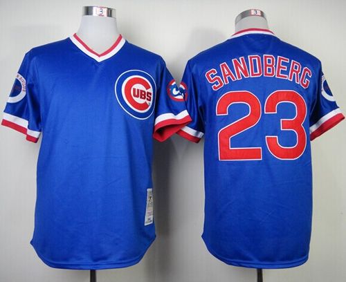Mitchell and Ness 1984 Cubs #23 Ryne Sandberg Blue Throwback Stitched MLB Jersey - Click Image to Close